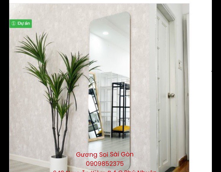 Gương soi toàn thân không viền màI cạnh bo góc (treo tường / có chân dựa)