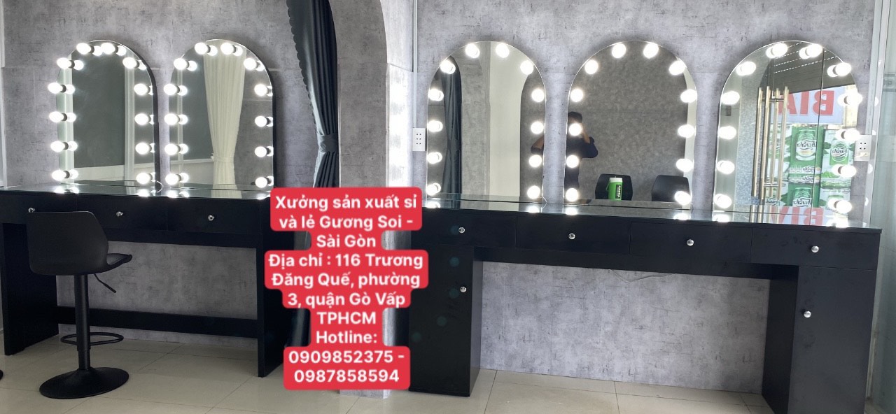 Bàn trang đIểm gắn đèn LED hiện đạI nhiều kích thước (20x40cm - 50x70cm - 50x150cm)