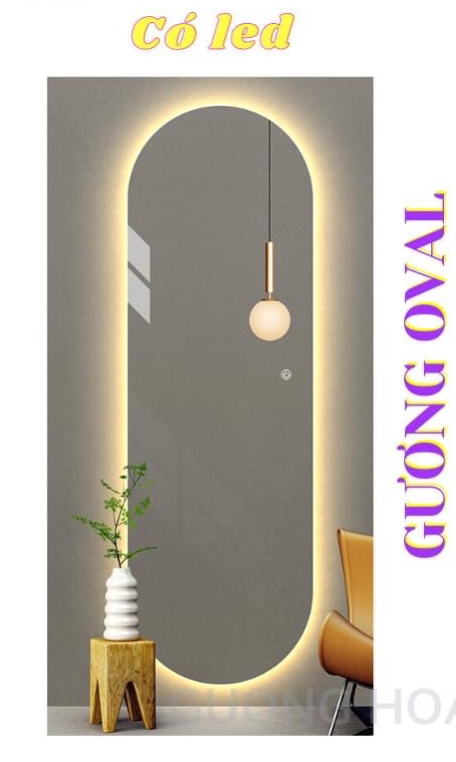 gương oval gắn đèn led