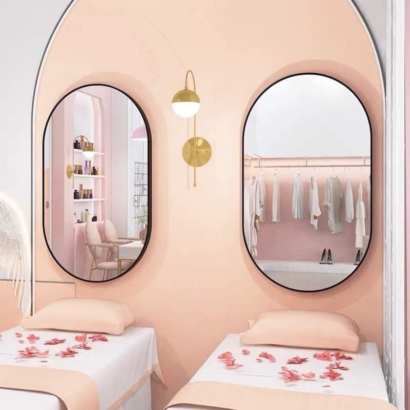 Gương oval viền kim loại