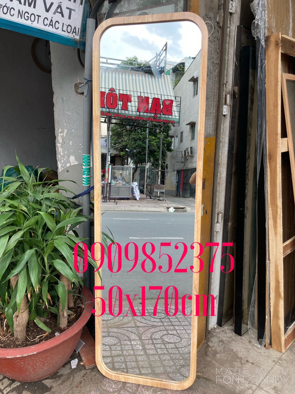 Gương Soi Toàn Thân bo góc gỗ thời trang