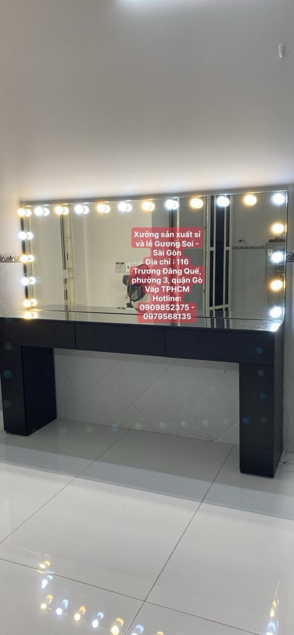Bàn trang đIểm gắn đèn LED cao cấp MDF Melamine ( 1m5 x 1m7 )