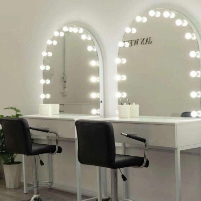 Bàn Trang Điểm Gắn Đèn LED Chân Sắt Sơn Tĩnh Điện MDF (80cm)