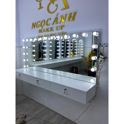 Bàn Trang Điểm Gắn Đèn LED Cao Cấp MDF Melamine (40cm x 2m)