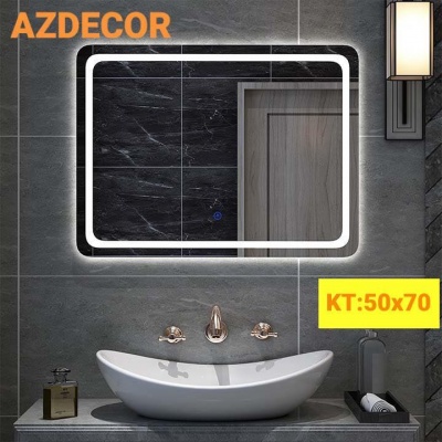 Gương Trang Điểm - Gương Nhà Tắm Đèn LED Âm Kính Cao Cấp 50x70cm